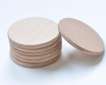 10 pcs Unvarnished Beech Wood Blank Disc Chip Baby Teething DIY Wood Craft 36mm A7865