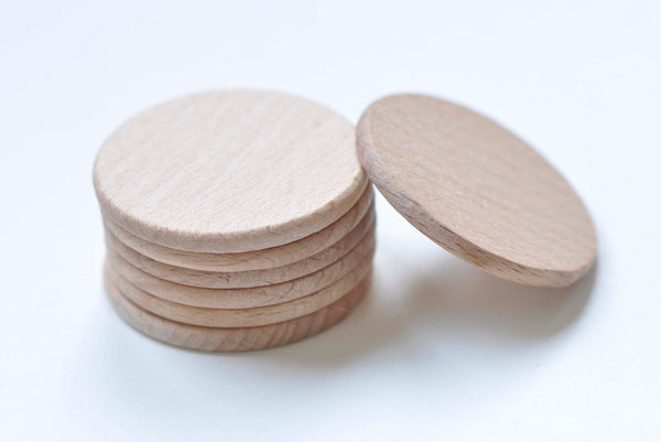 10 pcs Unvarnished Beech Wood Blank Disc Chip Baby Teething DIY Wood Craft 36mm A7865