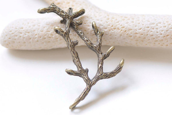 10 pcs Antique Bronze Dotted Tree Branch Connectors Coral Charms 30x52mm A8926