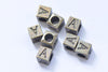 Antique Bronze Alphabet Large Hole Square Initial Letter Beads A-Z  Size 7mm