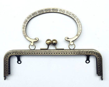 Retro Bronze Sewing Purse Frame With Flower Handle 20cm (7")