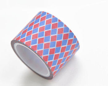 Diamond Shape In Blue And Red Washi Tape Wide Paper Tape 30mm x 5M (1" x 5 yards) A12379