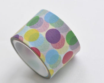 Retro Wide Colorful Dots Adhesive Washi Tape 30mm Wide x 5M Roll (1" x 5 yards) A13181