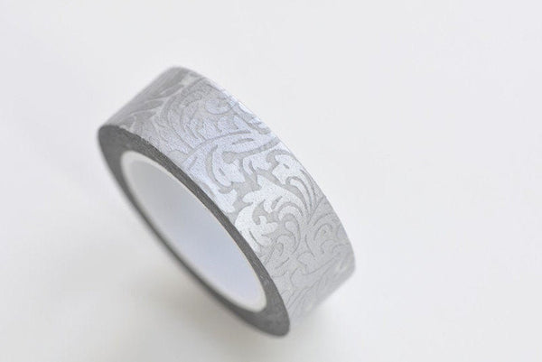 Silver Flower Washi Tape Scrapbooking Supply 15mm Wide x 10M Roll A10618