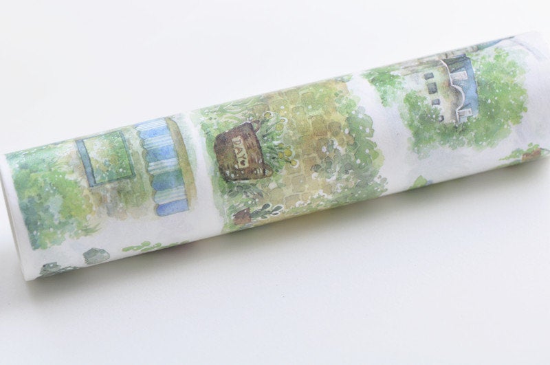 Retro Wide Washi Tape Garden Flower Masking Tape 160mm Wide x 3M Long A10682
