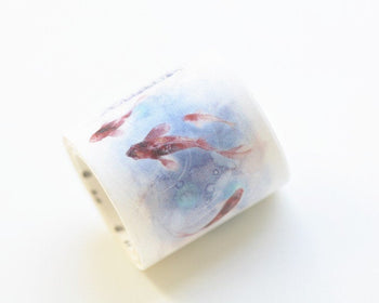 Retro Fish Blue Adhesive Washi Tape Wide Journals Tape 40mm Wide x 3M Roll A12119