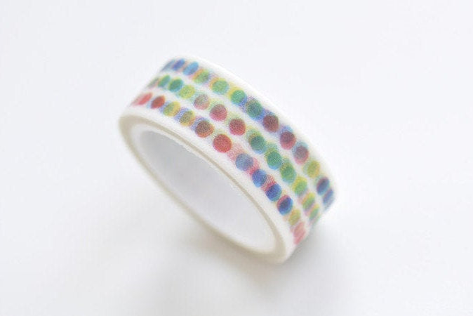 Cute Colorful Polka Dots Washi Tape/ Japanese Washi Tape 15mm Wide x 5M Roll A10652