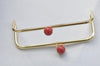 22cm (8") Gold Purse Frame With Large Red Kisslock Glue-In Style Closure Frame