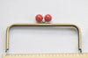 22cm  (8") Retro Bronze Purse Frame With Large Red Kisslock Glue-In Style Closure Frame 22x9cm