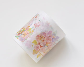 Flower Wide Adhesive Planner Washi Tape 40mm Wide x 5M Roll A12404