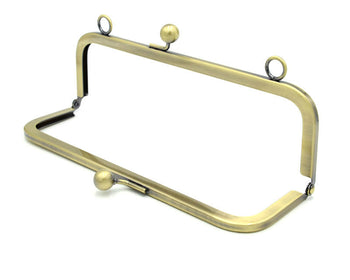 8" Purse Frame Brushed Brass Bag Hanger With Two Loops 20cm x 6.5cm  ( 8" x 2 1/2")