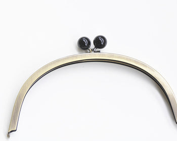 21.5cm( 8 1/2") Brushed Brass Purse Frame With Black Candy Head Bag Hanger High Quality