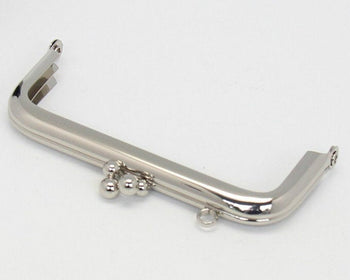 9cm (3 1/2") Silver Purse Frame Rectangular Kisslock Glue-in Style 9cm x 4cm
