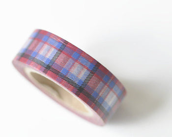 Red Blue White Grid Pattern Washi Tape 15mm Wide x 5 Meters A12053