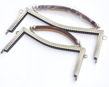 20.5cm / 25cm Retro Sewing Purse Frame / Large Handle Purse Frame Light Gold And Bronze