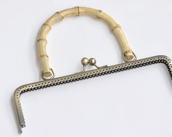 Antique Bronze Large Sewing Purse Frame With Natural Bamboo Handle 20cm/25cm ( 8"/10")