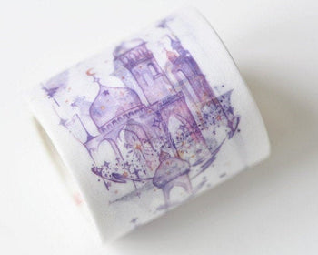 Vintage Castle Washi Tape Wide Scrapbooking Supply Lined Journal Tape 40mm wide x 3 Meters Roll A12846