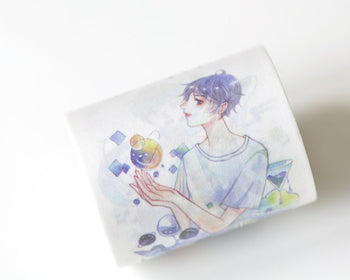 Young Man Washi Tape Japanese Masking Tape Lined Journal Supply 50mm wide x 3M long Roll A12946