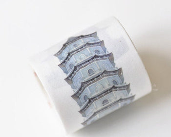 Vintage House Washi Tape Wide Tower Masking Tape Lined Scrapbooking Supply 40mm wide x 3M Roll A12967