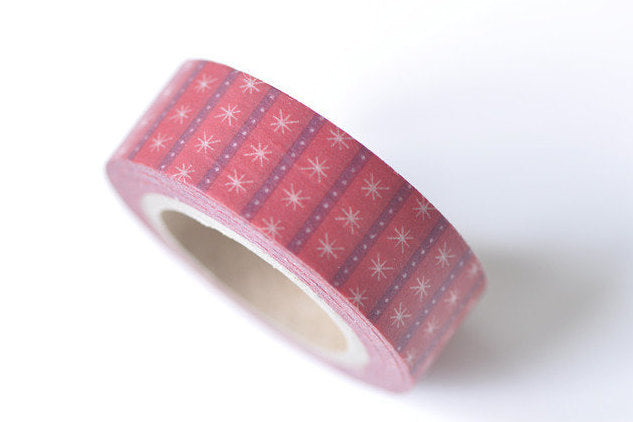 Red Pattern Washi Tape Scrapbook Supply 15mm Wide x 10M Roll A10576
