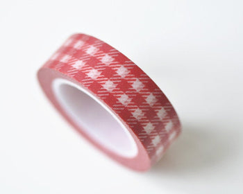 Red Grid Pattern Washi Tape Journal Supplies 15mm Wide x 10M Roll A12721
