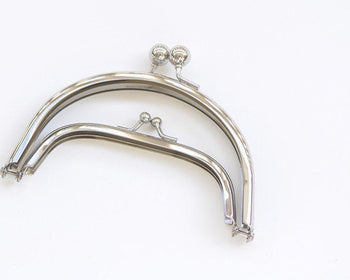 Silver Purse Frame Two Bag Purse Frame Glue-In Style Hooks 12.5 x 7cm