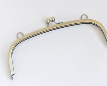 8" (21cm) Retro Half-Round Bronze Purse Frame With Two Loops 21cm x 8.5cm