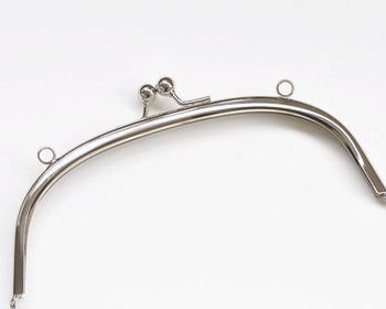 8" (21cm) Retro Half-Round Silver Purse Frame With Two Loops 21cm x 7.8cm