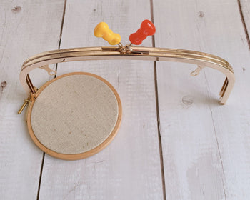 Light Gold Purse Frame Glue-In Clutch Bag Kiss Lock Bag Frame 24cm x 10cm