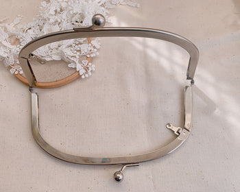 8" (21cm) Vintage Silver Purse Frame With Two Inside Loops 21cm x 9.8cm