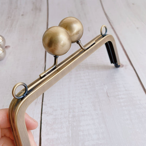 17.5cm Bronze/Silver Metal Purse Frame With Large Kisslock Clutch Purse Frame