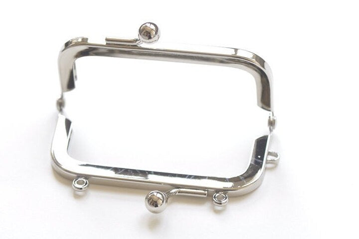 8cm Silver Purse Frame Kisslock Glue-In Style With Paper Pattern 8cm x 3.8cm