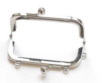 8cm Silver Purse Frame Kisslock Glue-In Style With Paper Pattern 8cm x 3.8cm