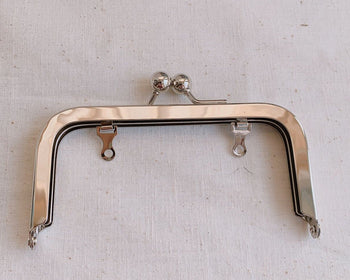 12.5cm (5") Silver Rectangular Purse Frame Bag Hanger Glue-In Style 12.5cm x 6.5cm