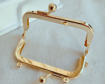 3" Light Gold Purse Frame Kisslock Glue-In Style Bag Clip With Paper Pattern 8cm x 3.8cm