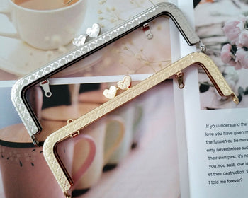 Retro Purse Frame Bag Hanger Rectangular Glue-In Style 18cm Silver/Light Gold