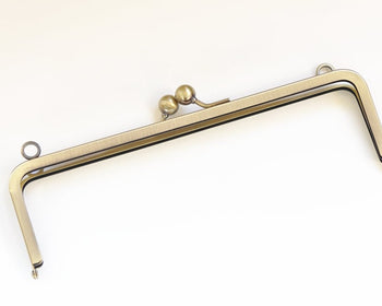22.5cm Brushed Brass Purse Frame Clutch Bag Purse Frame Glue-In Style With Two Loops 22.5cm x 7cm