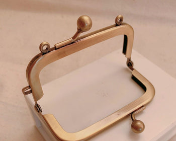 Bronze Purse Frame Kisslock Glue-In Style Mini Bag Clip With Paper Pattern 8cm x 3.5cm (3" x 1 1/3")