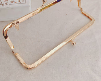 23cm Light Gold Purse Frame Glue-In Style Come With Paper Pattern