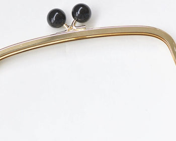 22cm (8") L.Gold Purse Frame With Black Kisslock Glue-In Style 22cm x 6.5cm