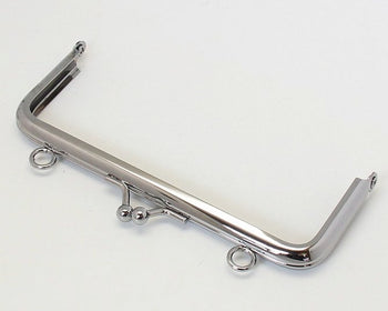 12.5cm (5") Silver Rectangular Purse Frame Bag Hanger Glue-In Style With Two Loops 12.5cm x 5cm