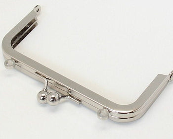 12.5cm (5") Silver Rectangular Purse Frame Bag Hanger Screwed Style With Two Loops 12.5cm x 6cm