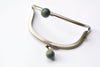 10.5cm Bronze Purse Frame With Green Color Wooden Kisslock Glue In Style 10.5cm x 5.5cm