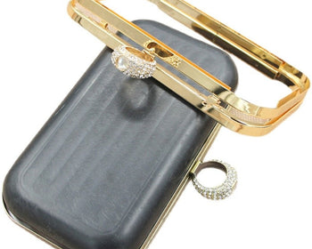 18cm ( 7") Box Purse Frame Clutch Bag Light Gold / Silver Glue-In Purse Frame
