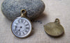 6 pcs of Antique Bronze Enamel Clock Charms Small Size 18x23mm A473