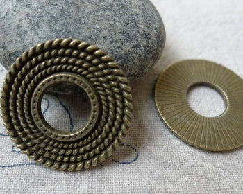 10 pcs Antique Bronze Coiled Round Ring Pendant Charms 27mm A6617