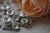10 pcs Silver Olive Green Rhinestone Rondelle Spacer Beads 8mm A7904