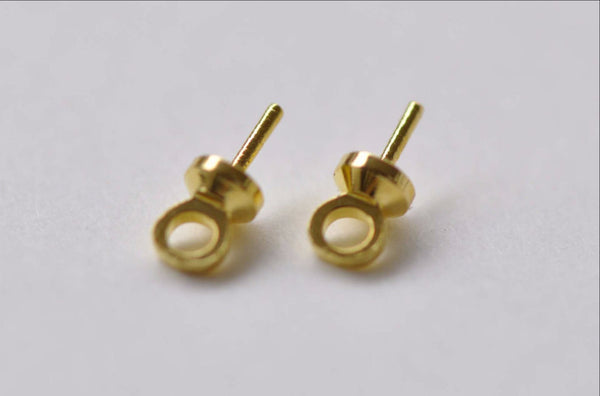 50 pcs Gold Peg For Half Drilled Pearls Beads 6mm A7907