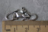 Antique Silver Cat Connector Wool Ball Charms Set of 10 A7910