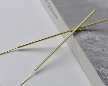 Raw Brass Hair Stick Bun Barrette Slide With Needle Set of 5 A7913